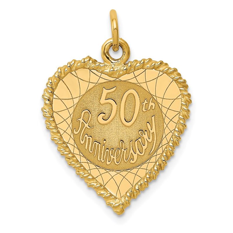 14k Yellow Gold 50th Anniversary Rope Heart Charm Or Pendant 18mm 711$